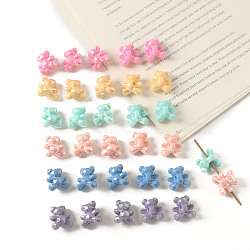 Opaque Acrylic Beads, Faceted, Bear, Mixed Color, 17.5x16.6x11.1mm, Hole: 3mm, 36pcs/50g(X1-OACR-K008-29)