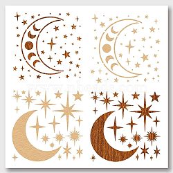 2Pcs 2 Styles PET Hollow Out Drawing Painting Stencils, for DIY Scrapbook, Photo Album, Moon Pattern, 300x300mm, 1pc/style(DIY-WH0416-0004)