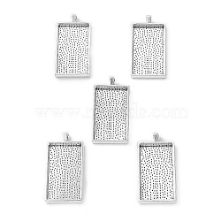 Alloy Pendant Cabochon Settings, Plain Edge Bezel Cups, Cadmium Free & Nickel Free & Lead Free, Rectangle, Antique Silver, 59x27x7.5mm, Hole: 8x4mm, Tray: 47x24mm(X-PALLOY-2418-AS-FF)