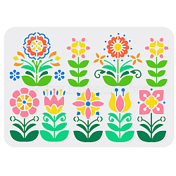 Plastic Drawing Painting Stencils Templates, for Painting on Scrapbook Fabric Tiles Floor Furniture Wood, Rectangle, Flower Pattern, 29.7x21cm(DIY-WH0396-203)