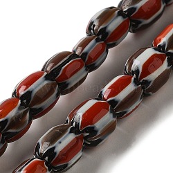 Handmade Lampwork Beads, Rondelle, Dark Red, 9~14x4~7mm, Hole: 2mm, about 100~132pcs/strand, 25.59~25.98''(65~66cm)(LAMP-B023-06A-09)