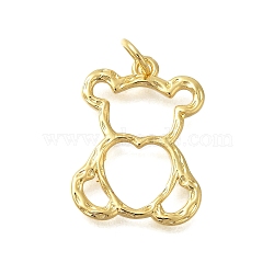 Hollow Bear Rack Plating Brass Pendants, Lead Free & Cadmium Free, Long-Lasting Plated, Real 18K Gold Plated, 20x15.5x1.5mm, Hole: 3.5mm(KK-I716-04G)