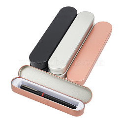 6Pcs 3 Colors Tinplate Tweezers Empty Box with Hinged Lid, Portable Travel Metal Storage Containers, for Mini Makeup Tools Organizer, Mixed Color, 18x3.8cm, 2pcs/color(AJEW-BC0007-11)