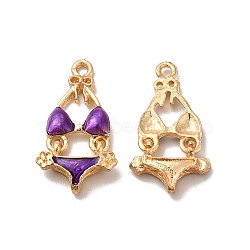 Alloy Enamel Pandants, Lead Free & Cadmium Free, Light Gold, Bikini Charm, Purple, 25x13.5x4mm, Hole: 1.6mm(ENAM-K067-48KCG-03)