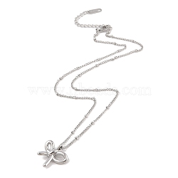 Non-Tarnish 304 Stainless Steel Pendant Necklace, Bowknot, Stainless Steel Color, 16.02 inch(40.7cm)(NJEW-Z036-01P)