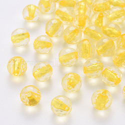 Transparent Acrylic Beads, Round, Faceted, Gold, 12x11.5mm, Hole: 1.8mm, about 550pcs/500g(TACR-S154-10A-81)