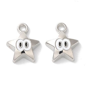 Rack Plating Alloy Charms, with Enamel, Cadmium Free & Nickel Free & Lead Free, Platinum, Eye, Star, 14.5x12x4mm, Hole: 1.8mm