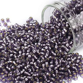 TOHO Round Seed Beads, Japanese Seed Beads, (39F) Silver Lined Frost Light Tanzanite, 11/0, 2.2mm, Hole: 0.8mm, about 1110pcs/bottle, 10g/bottle