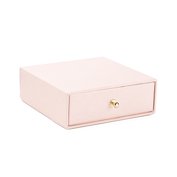 Square Paper Drawer Jewelry Set Box, with Brass Rivet, for Earring, Ring and Necklace Gifts Packaging, Lavender Blush, 10x10x3~3.2cm