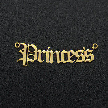 201 Stainless Steel Links, Old English, Princess, Laser Cut, Golden, 10x36x1mm, Hole: 1.2mm