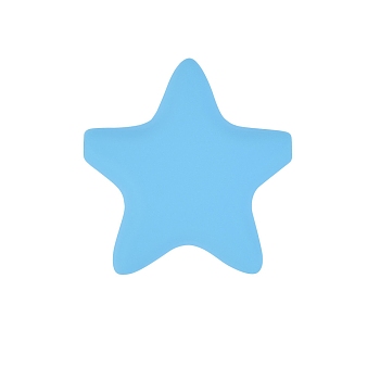 Star Silicone Beads, Chewing Beads For Teethers, DIY Nursing Necklaces Making, Light Sky Blue, 35x35mm