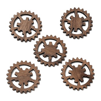 Walnut Wood Pendants, Gear Charm, Camel, 27.5x2mm