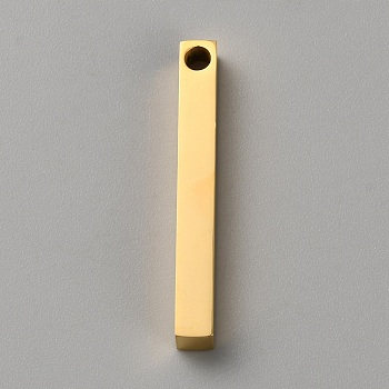 304 Stainless Steel Pendants, Rectangle Charm, Golden, 28x4x4mm