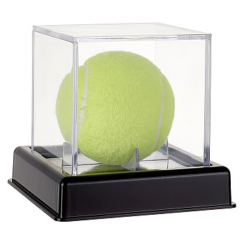 Square Transparent Acrylic Golf Ball Display Case, Dustproof Golf Ball Storage Holder with Black Base, Clear, 10.5x10.5x10cm