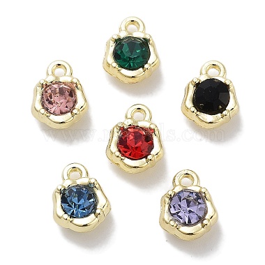 Golden Mixed Color Flower Alloy+Rhinestone Charms