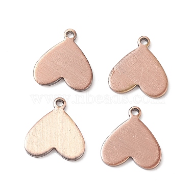 Brushed Red Copper Heart Brass Charms