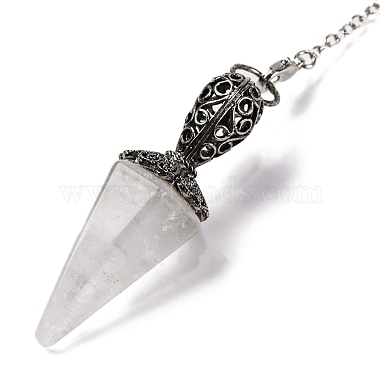 Natural Quartz Crystal Pointed Hexagonal Cone Dowsing Pendulums(G-Q184-03H-AS)-4