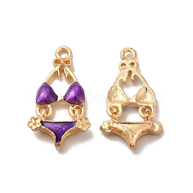 Light Gold Purple Alloy+Enamel Pendants