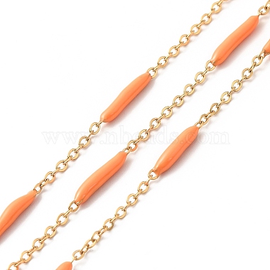 Orange Stainless Steel+Enamel Link Chains Chain