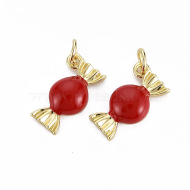 Real 16K Gold Plated FireBrick Candy Brass+Enamel Charms