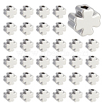 60Pcs Brass Beads, Clover, Nickel Free, Real Platinum Plated, 5x5x2.5mm, Hole: 1.5mm(KK-ME0001-94P)