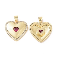 Brass Micro Pave Cubic Zirconia Pendants, Heart Charm, Real 18K Gold Plated, 21x20.5x3mm, Hole: 3.5x4mm(ZIRC-I063-22G)