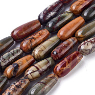 Natural Picasso Stone/Picasso Jasper Beads Strands, Teardrop, 19.5~20x8mm, Hole: 1mm, about 20pcs/Strand, 15.55 inch(39.5cm)(G-D0017-05)