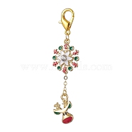 Christmas Theme Deer Snowflake Alloy Enamel Pendant Decorations, Lobster Claw Clasps Charm for Bag Key Ornaments, Golden, 66mm(HJEW-JM02133)