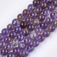 Natural Purple Lodolite Quartz/Purple Phantom Quartz Beads Strands, Round, 8mm, Hole: 1mm, about 23~25pcs/strand, 7.6 inch(G-S333-8mm-030)
