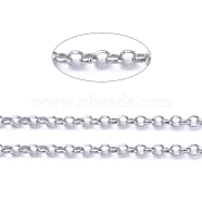 Brass Rolo Chains, Belcher Chains, Soldered, Long-Lasting Plated, with Spool, Cadmium Free & Nickel Free & Lead Free, Platinum, 2x0.6mm, about 301.83 Feet(92m)/roll(CHC-S008-002F-P)