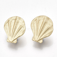 Alloy Stud Earring Findings, with Steel Pins, with Loop, Scallop Shell Shape, Matte Gold Color, 21x18~18.5mm, Hole: 4mm, Pin: 0.7mm(PALLOY-T065-60)