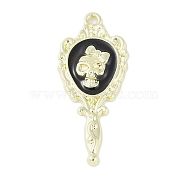 Halloween Rack Plating Alloy Enamel Pendants, Cadmium Free & Nickel Free & Lead Free, Mirror with Skull Charm, Golden, 35.5x15x3mm, Hole: 1.6mm(PALLOY-F018-26G-01)