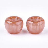 Resin Beads, Imitation Gemstone, Half Drilled, Apple, Salmon, 21x15.5~16mm, Half Hole: 3.5mm(RESI-S377-16F)