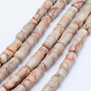 Natural Red Netstone Beads Strands, Bamboo Stick, 24~25.5x7~8mm, Hole: 1.5mm, about 15pcs/strand, 14.7 inch(37.5cm)(G-F518-13)
