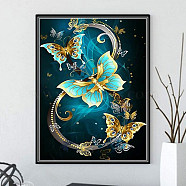 DIY Butterfly Theme Diamond Painting Kits, Including Canvas, Resin Rhinestones, Diamond Sticky Pen, Tray Plate and Glue Clay, Goldenrod, Packing Size: 300x400x30mm(DIAM-PW0004-034E)