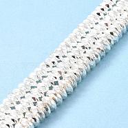 Electroplate Non-magnetic Synthetic Hematite Beads Strands, Grade AA, Long-Lasting Plated, Faceted, Rondelle, Silver Plated, 8x3mm, Hole: 1mm, about 116pcs/strand, 15.7 inch(40cm)(G-L485-06C-S)