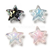 UV Plating Rainbow Iridescent Transparent Acrylic Beads, Two Tone, Star, Mixed Color, 15.5~16x16.5x9.5mm, Hole: 2.6mm(X-OACR-C007-06)