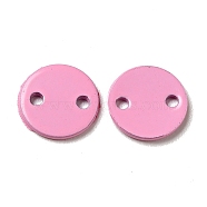 Spray Painted 201 Stainless Steel Connector Charms, Flat Round, Pearl Pink, 8x1mm, Hole: 1.2mm(STAS-G304-23B)