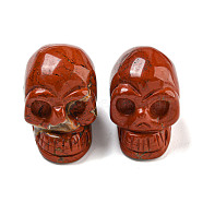 Halloween Natural Red Jasper Skull Figurines, for Home Office Desktop Decoration, 28~30x23~25x26~27mm(DJEW-L021-01C)