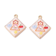 Printed Rack Plating Alloy Enamel Pendants, Golden, Rhombus with Evil Eye Charm, Triangle, 28x25x3.5mm, Hole: 1.5mm(ENAM-T020-05D)