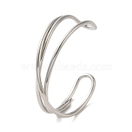 304 Stainless Steel Wire Wrap Cuff Bangles, Knot, Stainless Steel Color, Wide: 9~16mm, Inner Diameter: 2-1/2 inch(6.3cm)(BJEW-Q773-06B-P)