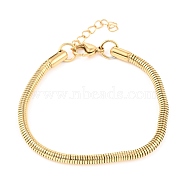 Unisex 304 Stainless Steel Round Snake Chain Bracelets, with Lobster Claw Clasps, Golden, 7-7/8 inch(20cm), 4mm(BJEW-H541-02A-G)