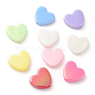 UV Plating Opaque Acrylic Beads, Iridescent, Heart, Mixed Color, 18.5x20.5x5.5mm, Hole: 2.5mm(X-SACR-L005-07)
