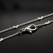 Brass Link Chain Necklaces, with Brass Lobster Claw Clasps, Silver Color Plated, 16.5 inch(MAK-J009-13S)