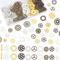Olycraft Alloy Pendants, Gear, for Jewelry Making, Mixed Color, 10~26x5~26x1~4mm, Hole: 0.8~14mm(PALLOY-OC0001-60)
