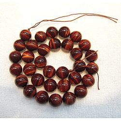 Natural Gemstone Beads, Tiger Eye, Dyed & Heated, Grade A, Red, about 8mm in diameter, hole: about 1mm, 50pcs/strand(X-Z0RQQ012)