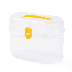 Plastic Box, Mouth Cover Storage Box, with Handle, Rectangle, White, 9.4x17.2x12.6cm(CON-F018-04)