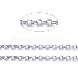 Brass Rolo Chains, Belcher Chains, Soldered, Long-Lasting Plated, with Spool, Cadmium Free & Nickel Free & Lead Free, Platinum, 2x0.6mm, about 301.83 Feet(92m)/roll(CHC-S008-002F-P)