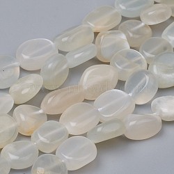 Natural White Moonstone Beads Strands, Nuggets, Tumbled Stone, 8~10x8~9x5.5~6mm, Hole: 0.5mm, about 43pcs/strand, 15.55 inch(39.5cm)(G-L493-63)