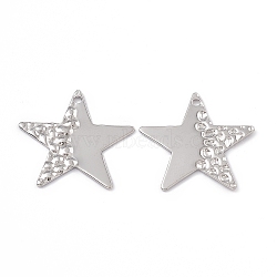 Non-Tarnish 304 Stainless Steel Pendants, Star Charm, Stainless Steel Color, 25x26x1mm, Hole: 1.5mm(STAS-B031-03P)